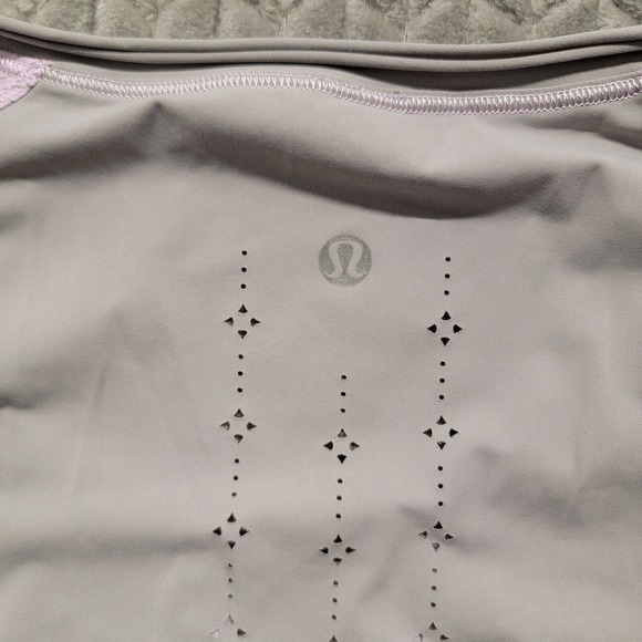 Lululemon Lightened Up Long Sleeve Shirt Women's Size 10 Pink Gray Striped - Picture 9 of 10